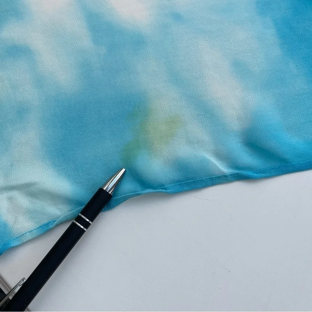 Anne Klein One Piece Swimsuit Sarong Set Sky Blue Tie Dye Aqua Turquoise 14